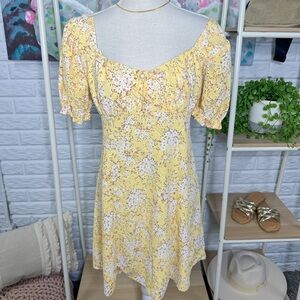 Altar’d State Yellow Floral Milkmaid Mini Dress (M)